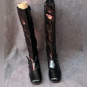 Vintage 60s gogo boots black vinyl size 6 mod